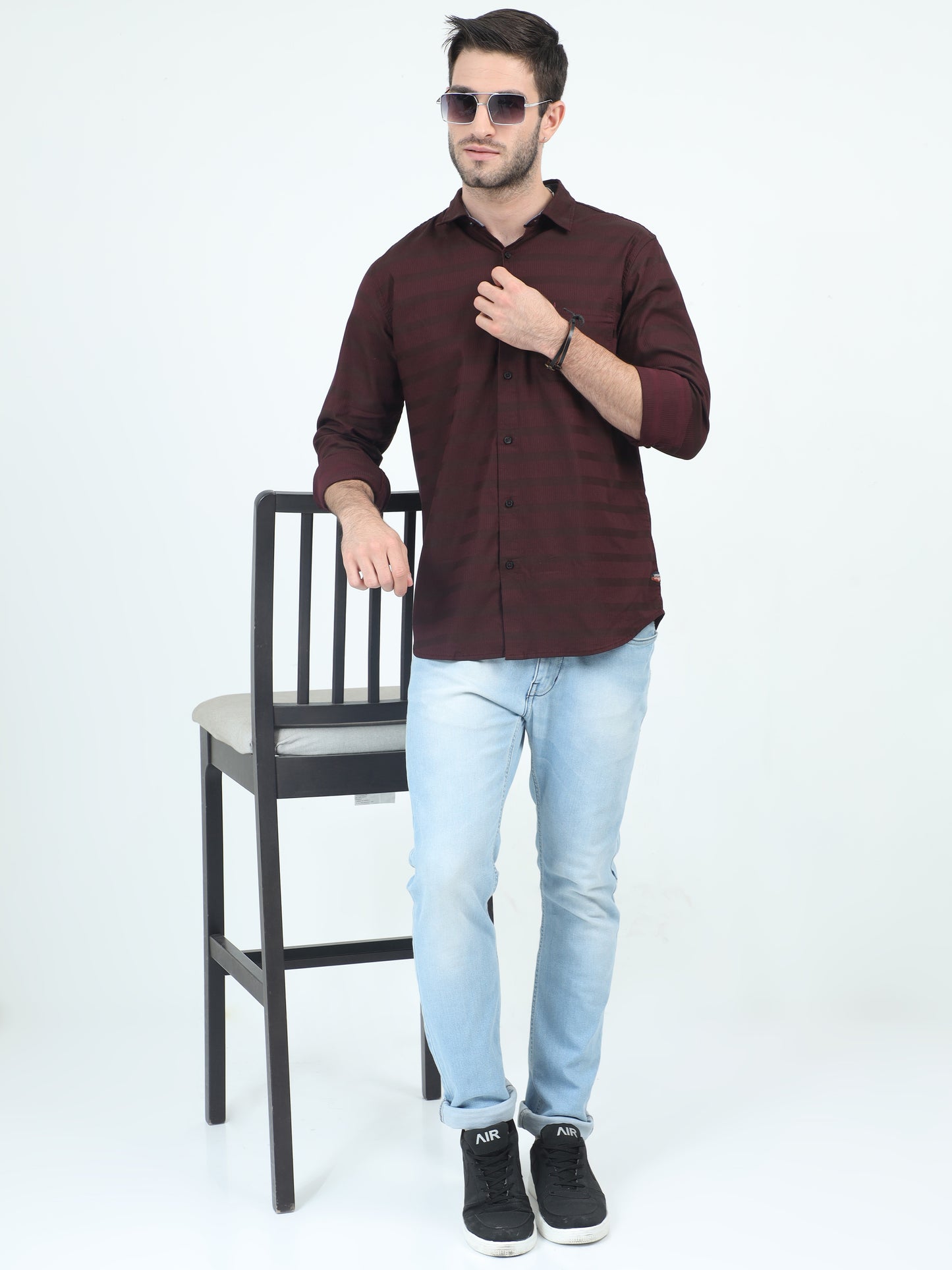 Urbaro Edge Slim Brown Stripe Shirt