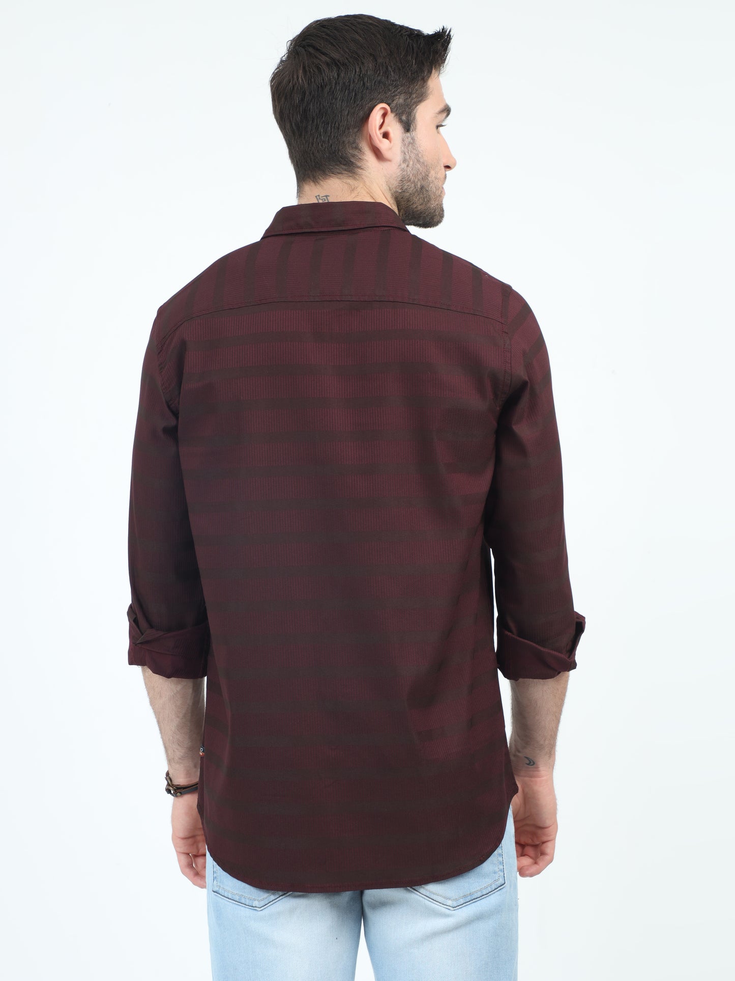 Urbaro Edge Slim Brown Stripe Shirt