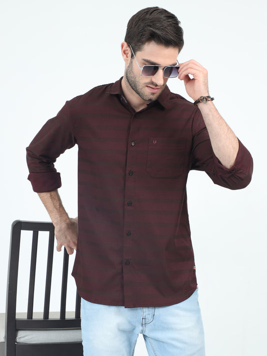 Urbaro Edge Slim Brown Stripe Shirt