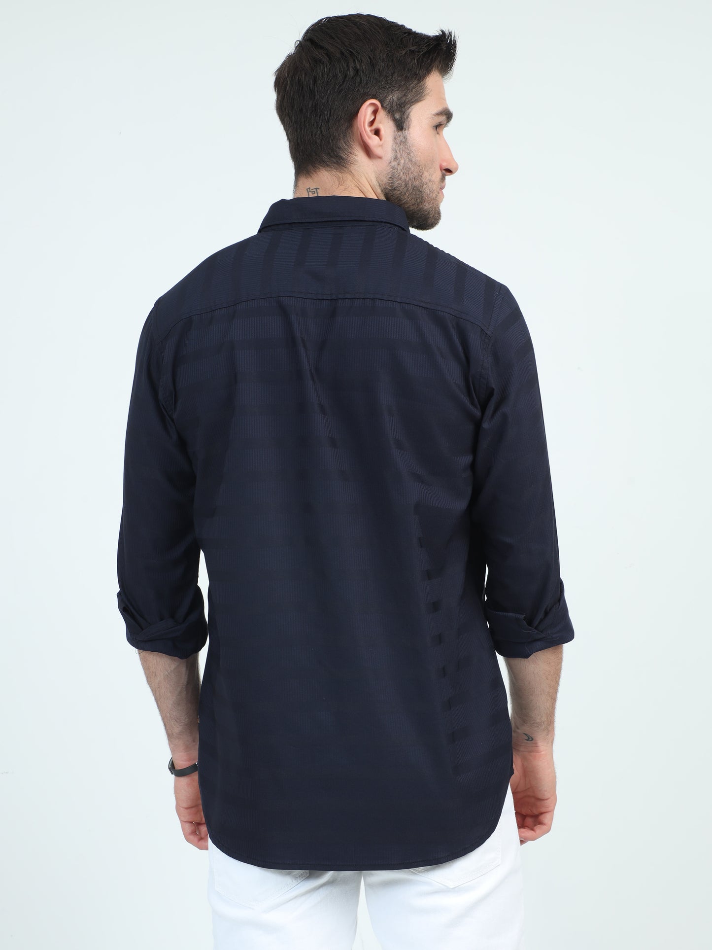 Urbaro Edge Slim Navy Stripe Shirt