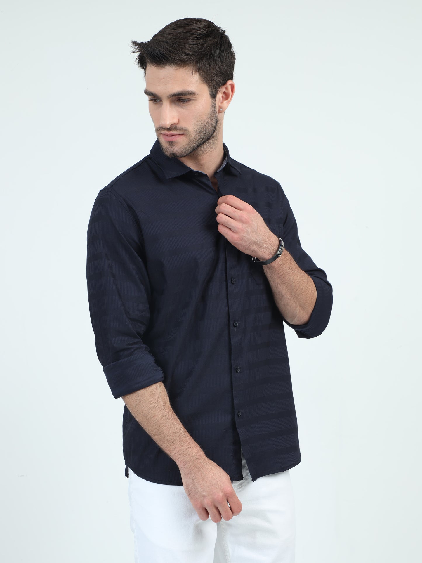 Urbaro Edge Slim Navy Stripe Shirt