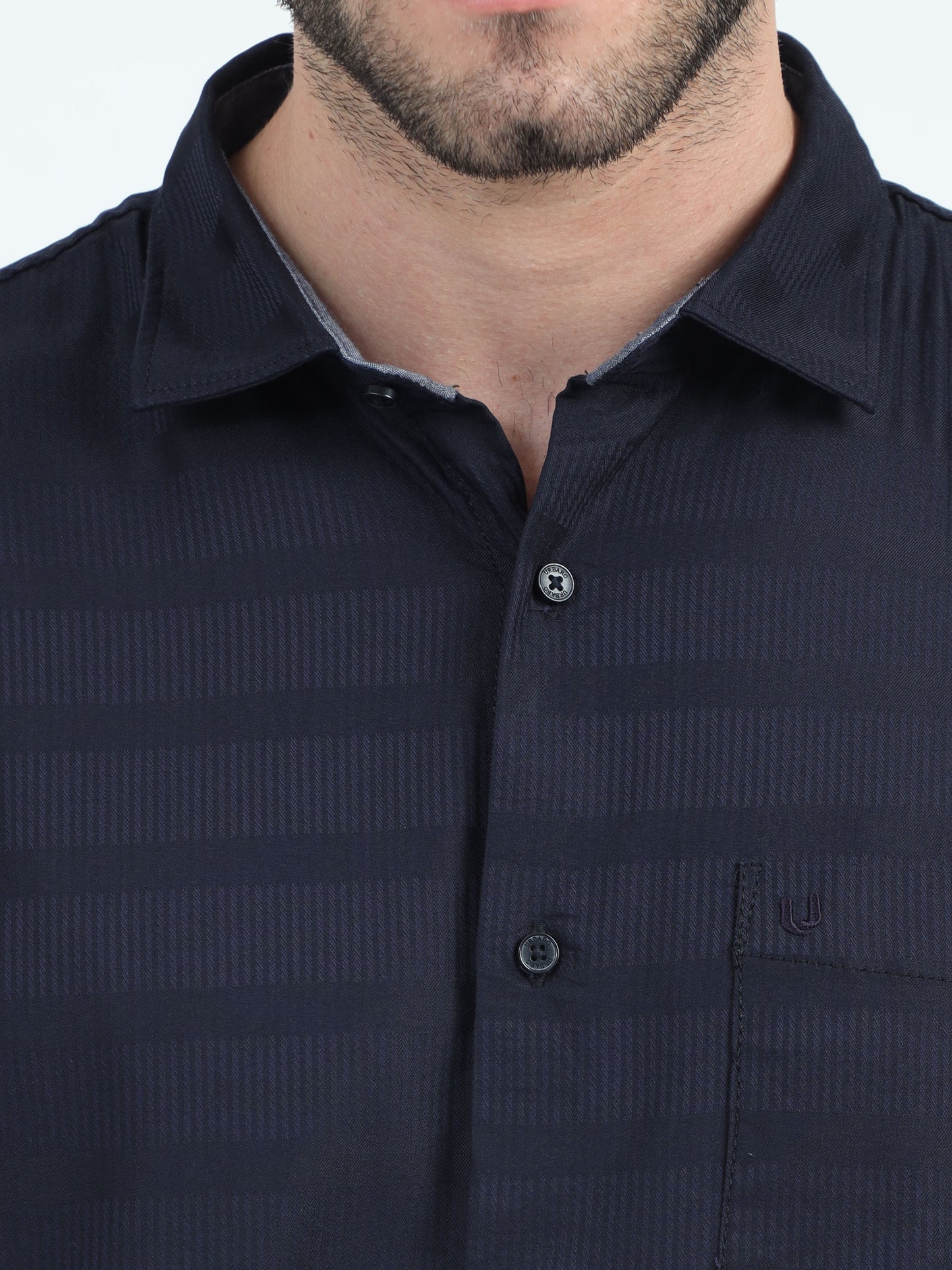 Urbaro Edge Slim Navy Stripe Shirt