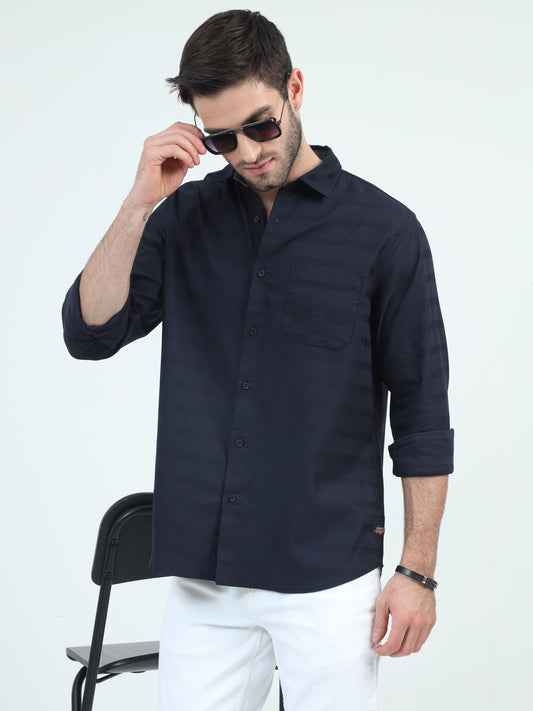 Urbaro Edge Slim Navy Stripe Shirt