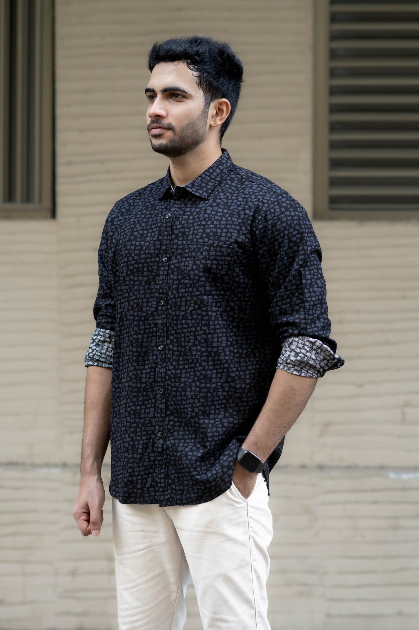 Jet Black Graphic  Print Shirt