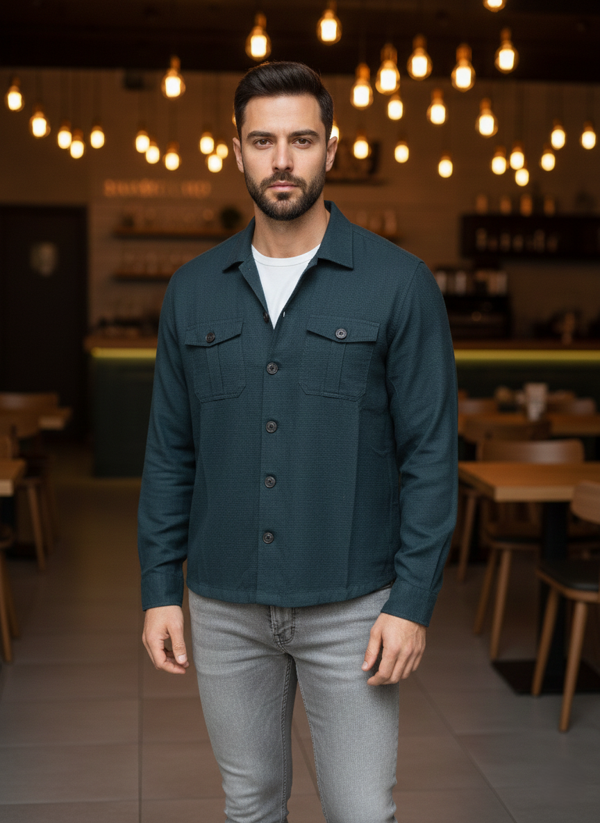 URBARO Lt.blue Everyday Shacket