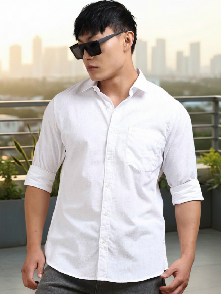 Eterna White Plain Shirt
