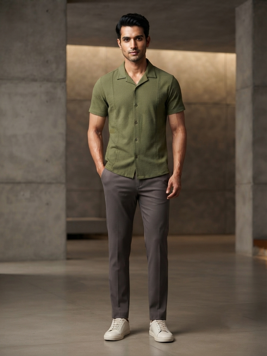 Men's Olive Green Co-ord Shirt