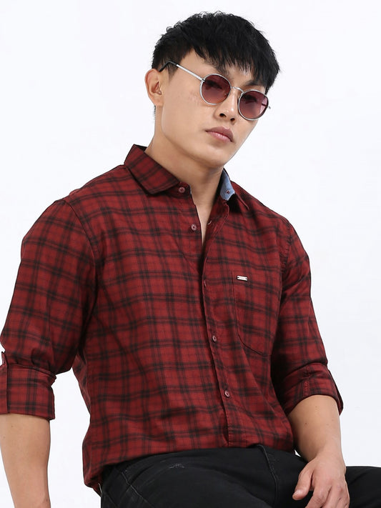Chestnut Mesh Check Shirt