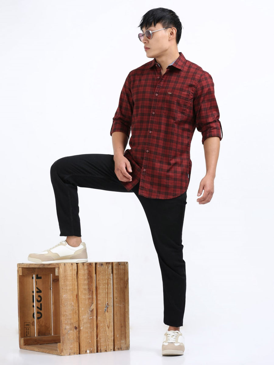 Chestnut Mesh Check Shirt