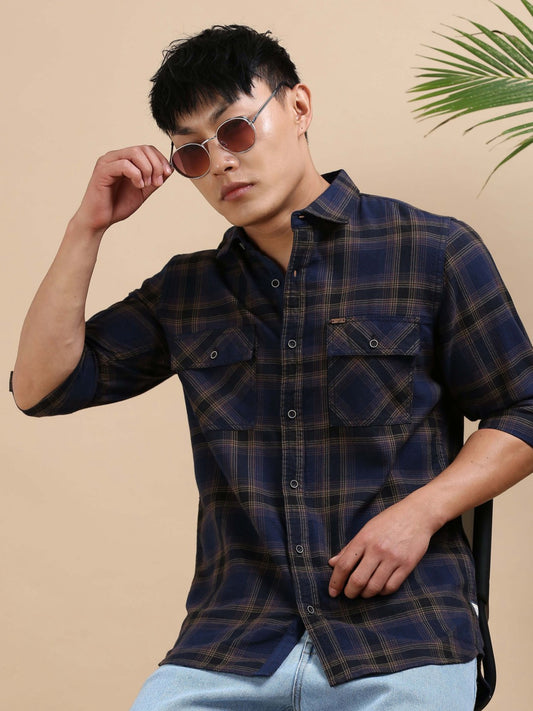 Bluebrick Pattern Check Shirt