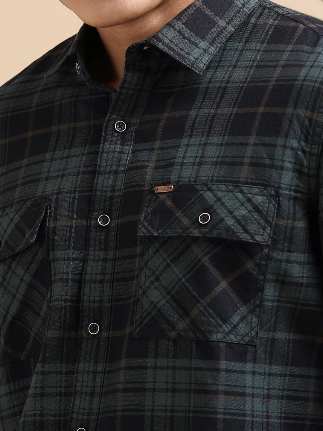 Green Grit Check Shirt