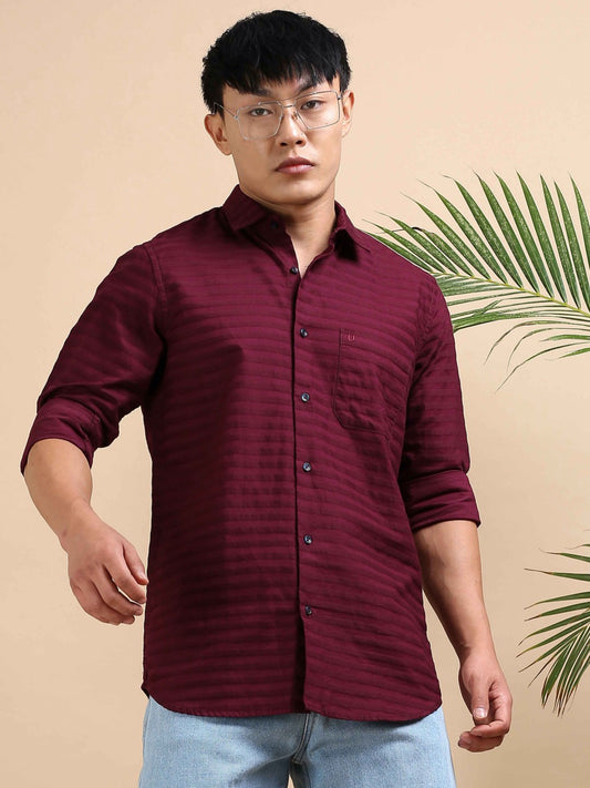 Maroon Luxe Dobby Shirt