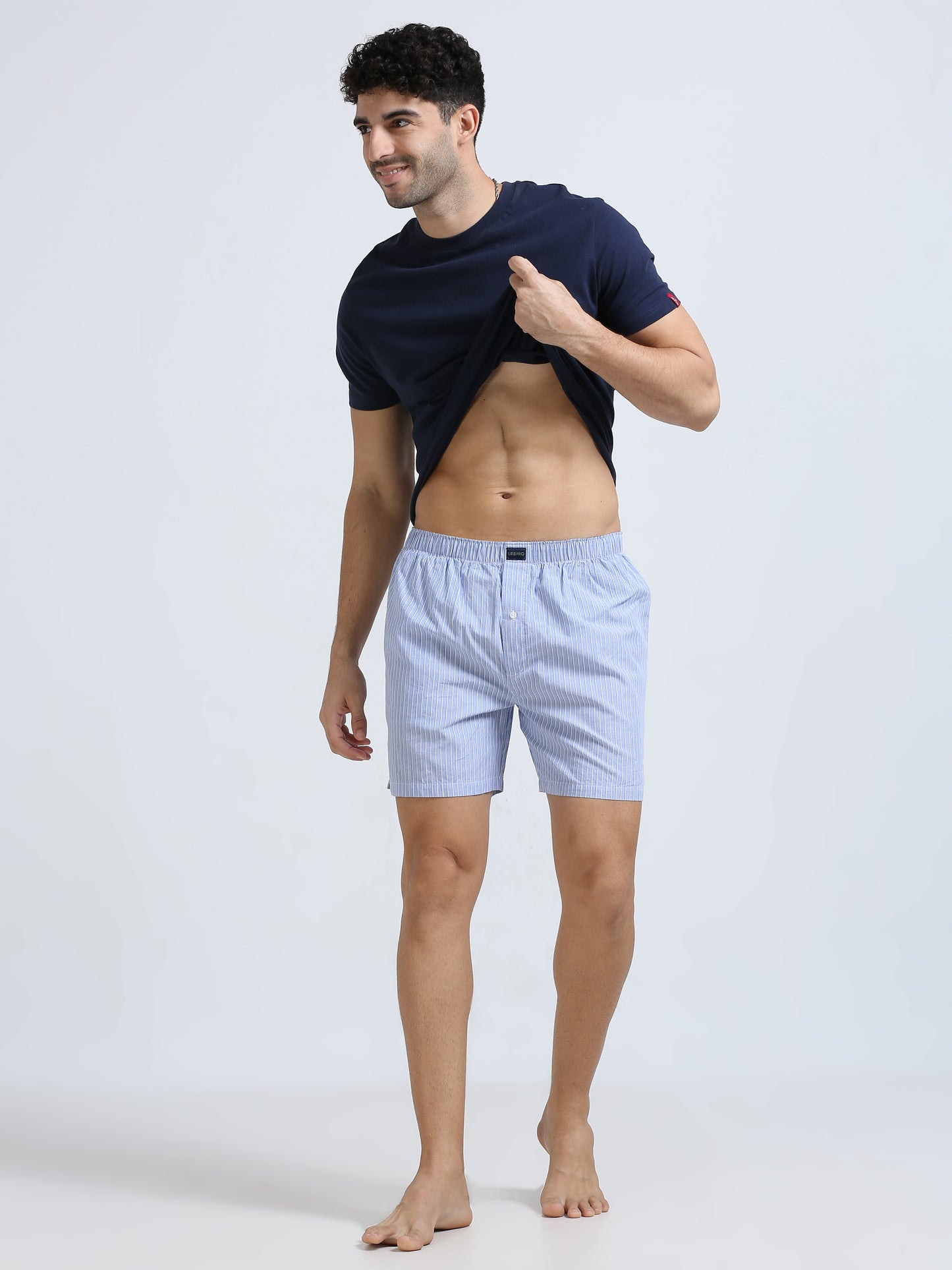 Ice Blue Stripe Pattern Boxers Shorts