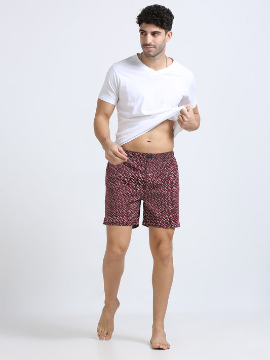 Claret Red Artistic Boxers Shorts