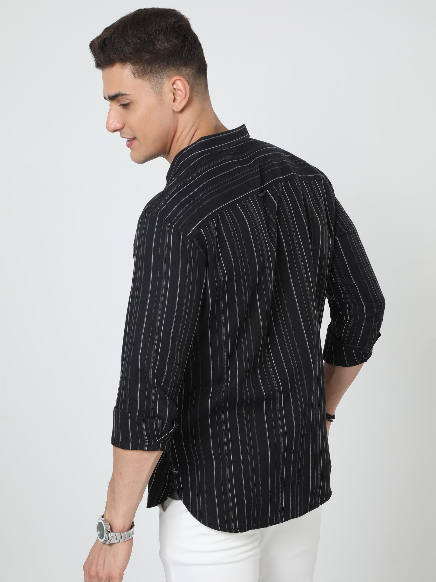 Black Full Sleeve Stripes Shirt