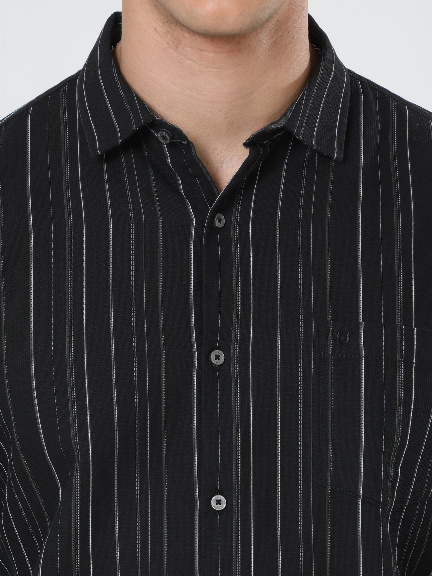 Black Full Sleeve Stripes Shirt