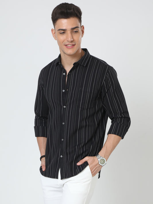 Black Full Sleeve Stripes Shirt
