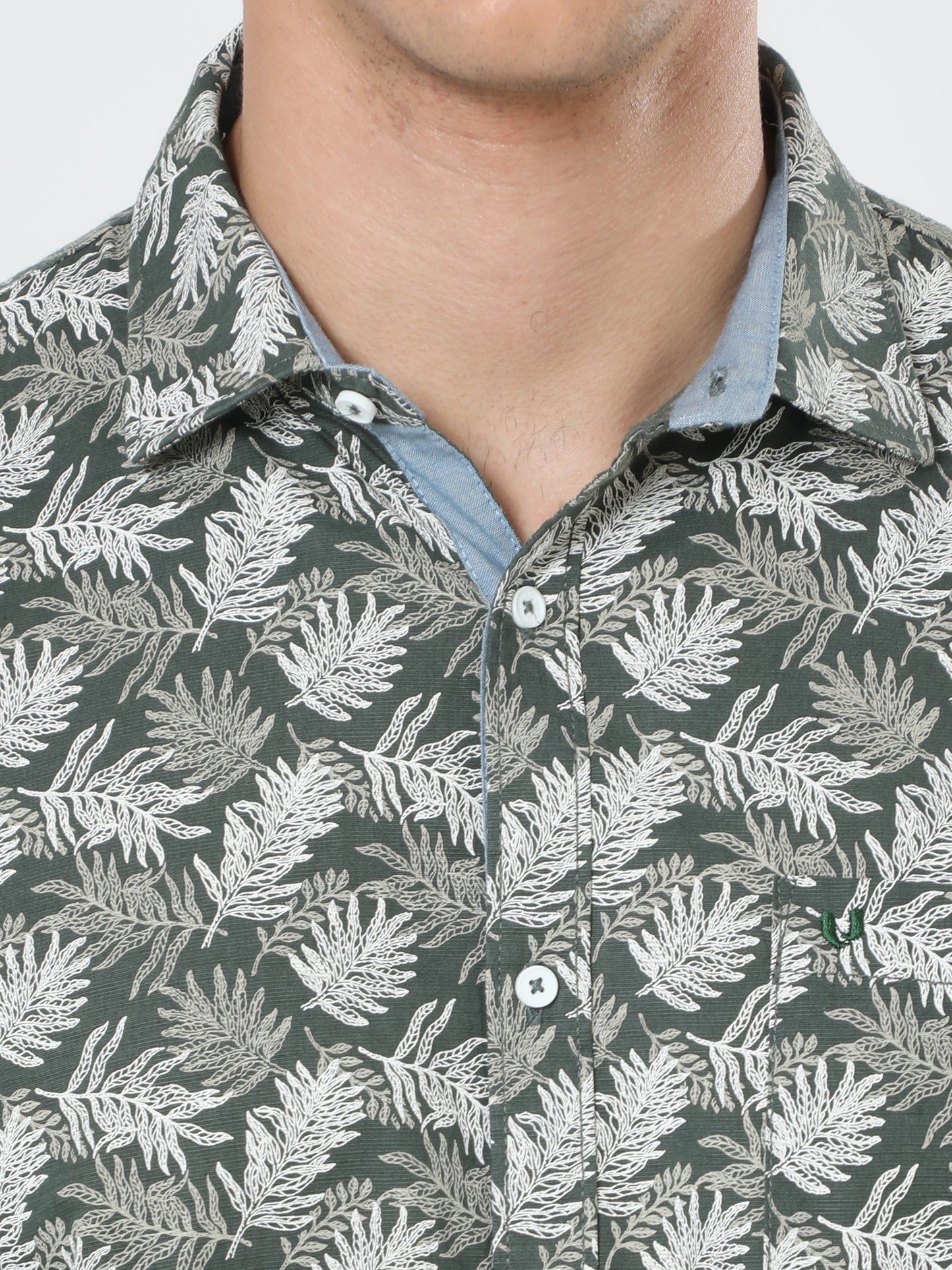 Olive Full Sleeve Print Shirt