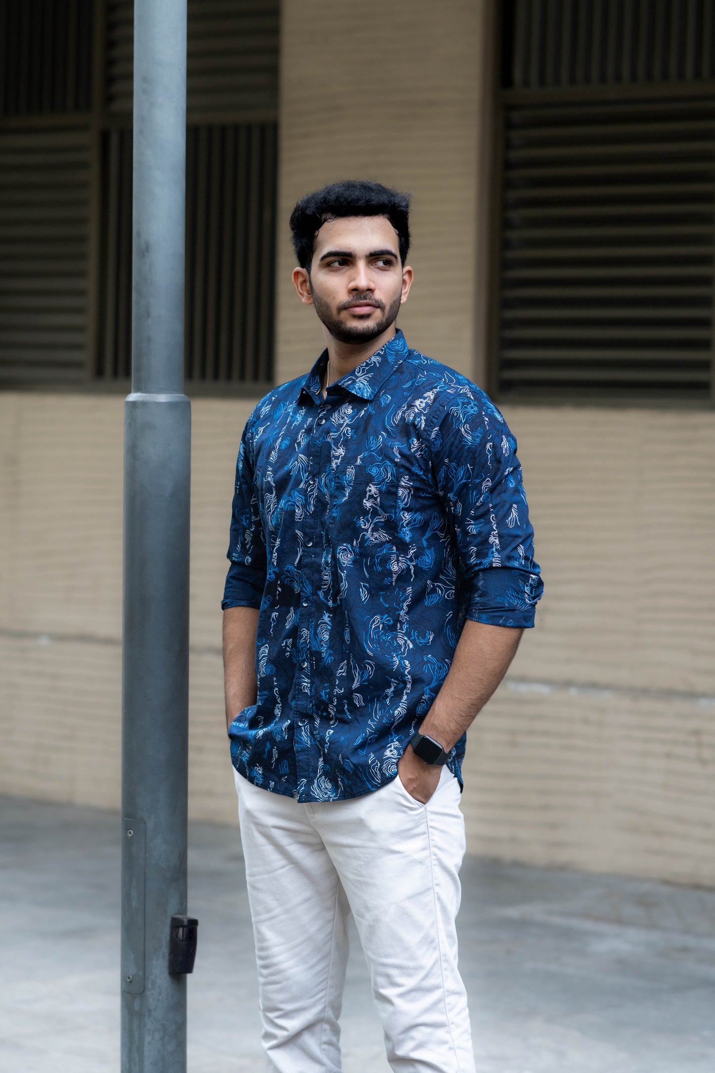 Midnight Blue Periwinkle Print Shirt