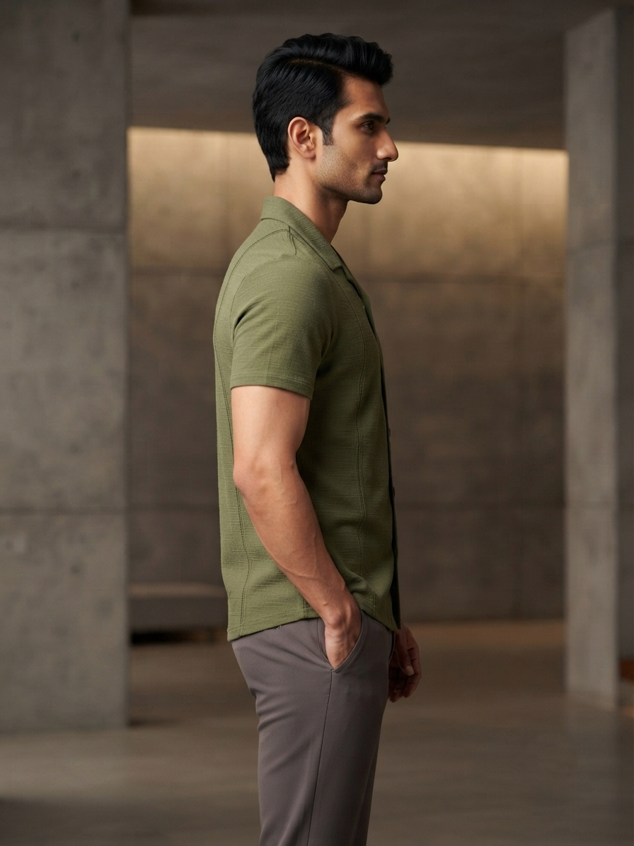 Men's Olive Green Co-ord Shirt