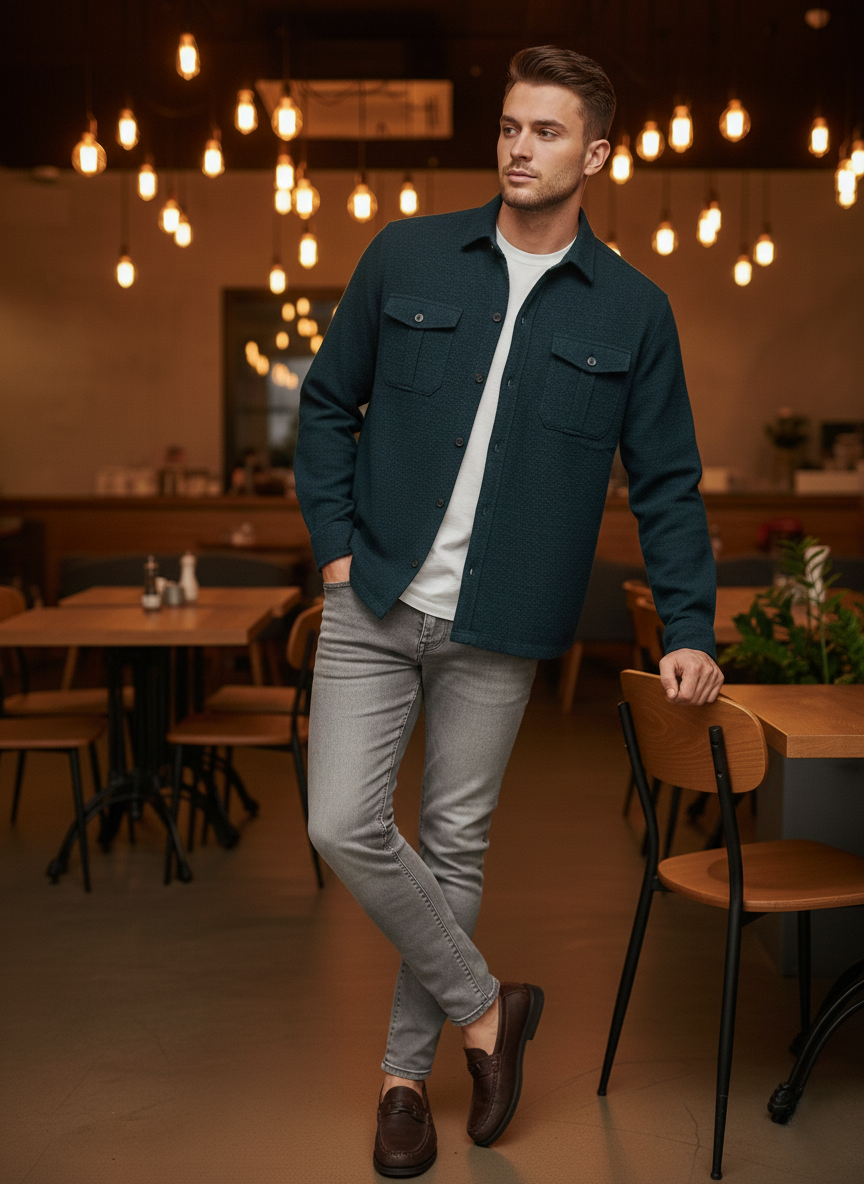 URBARO Lt.blue Everyday Shacket