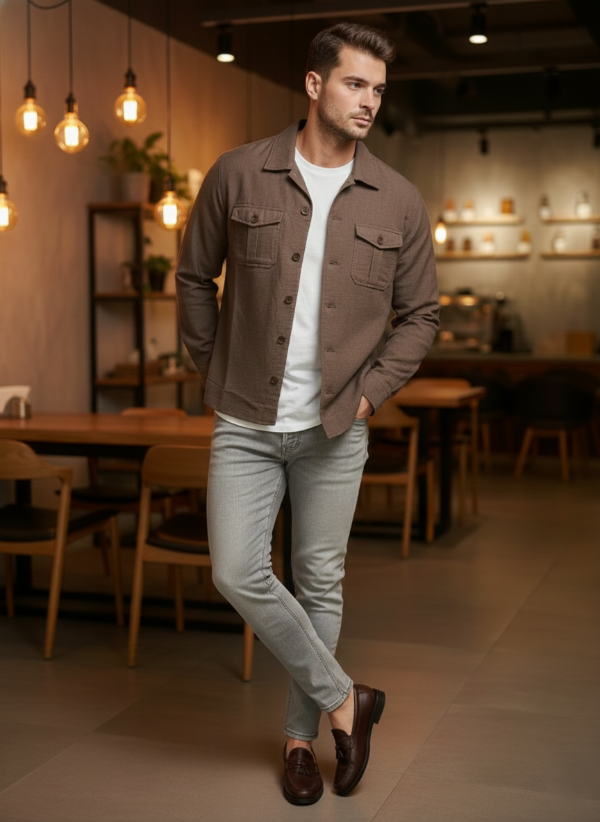 URBARO Light Blue Everyday Shacket