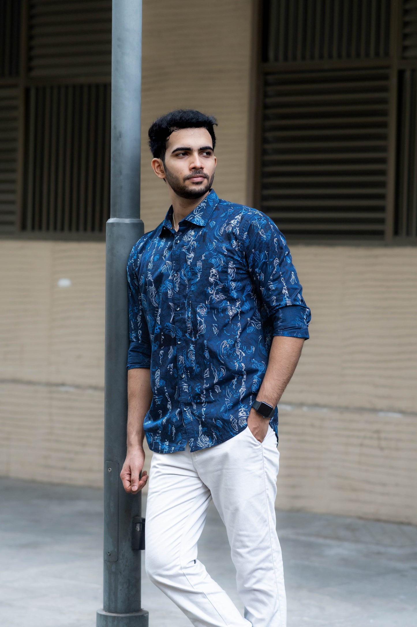 Midnight Blue Periwinkle Print Shirt