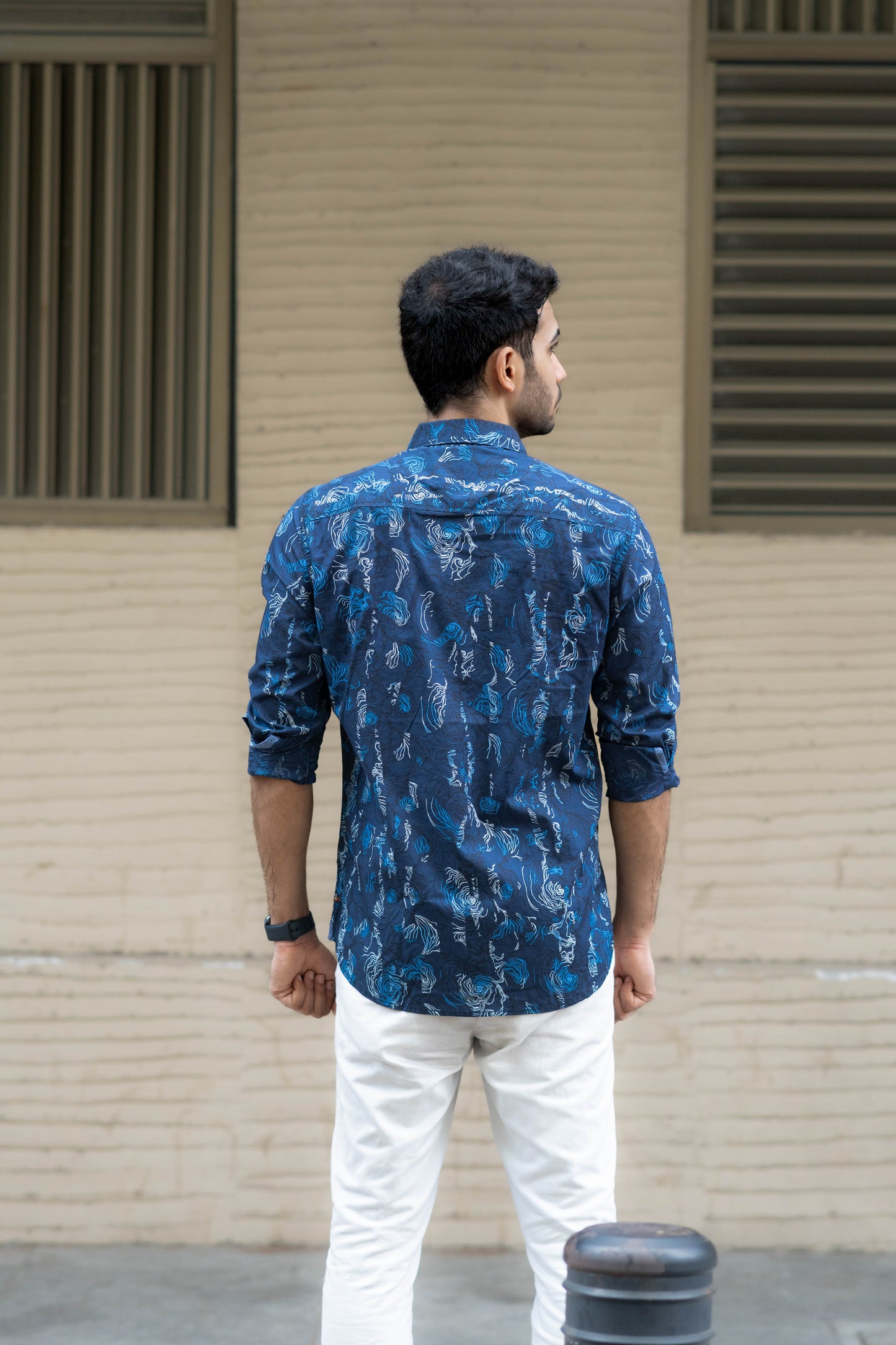 Midnight Blue Periwinkle Print Shirt