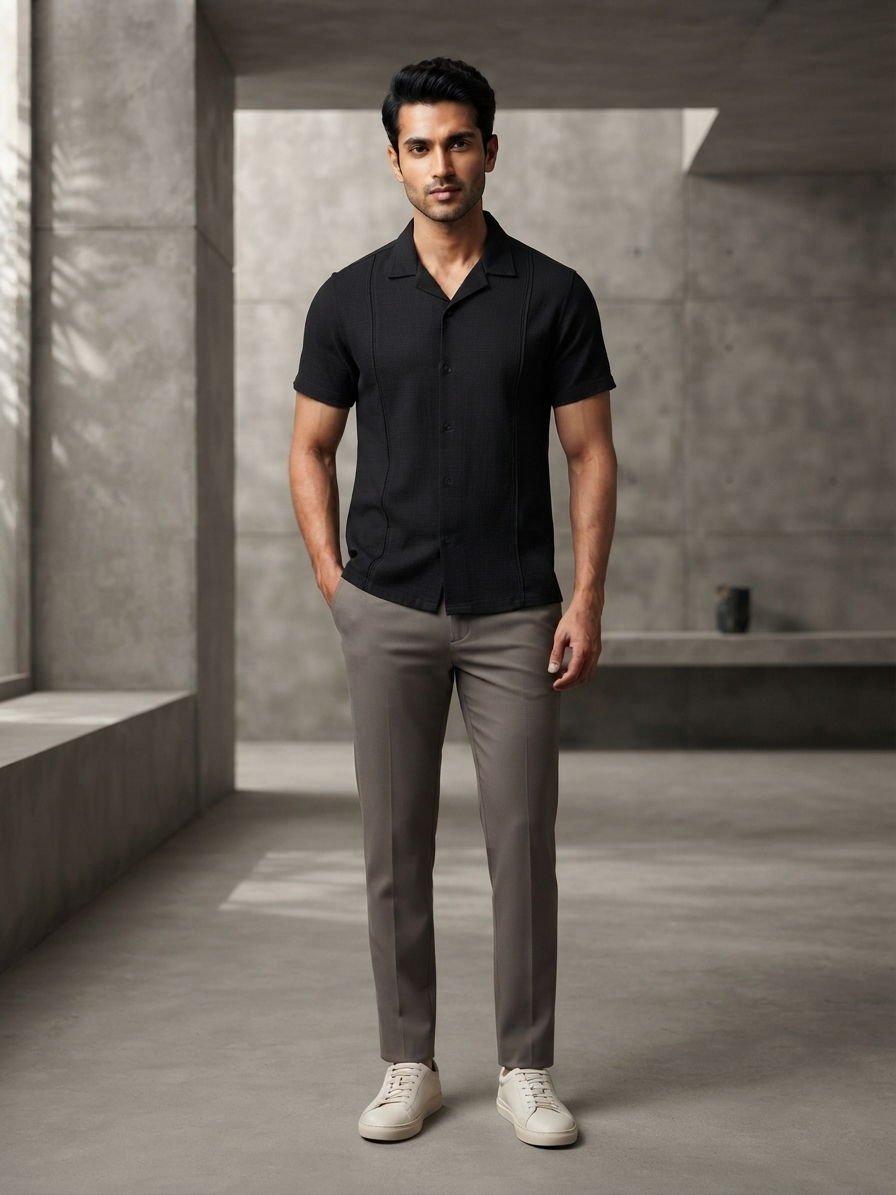 Men's Black Co-ord Shirt
