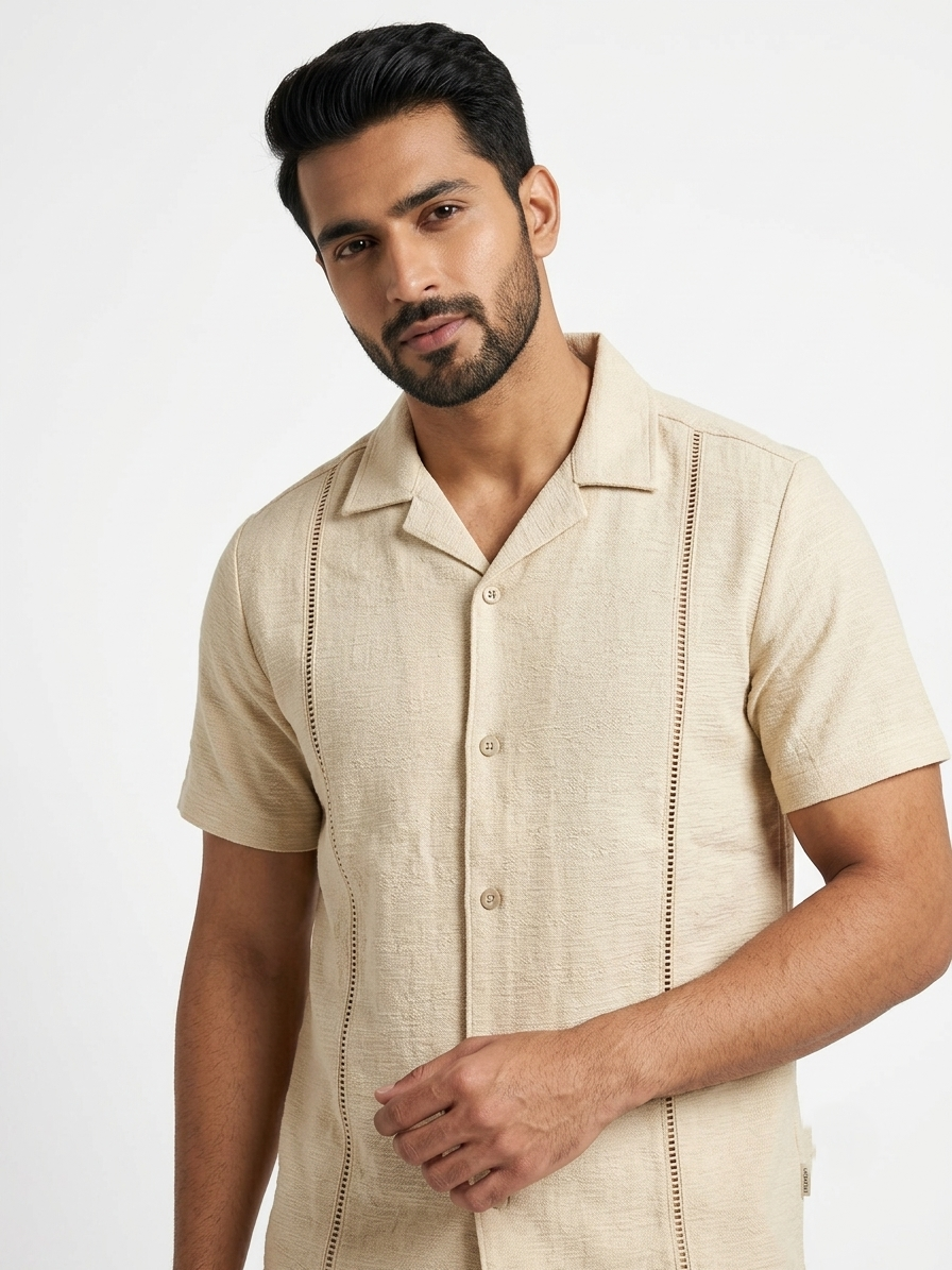 URBARO Men's Solid Beige Co-ord Set