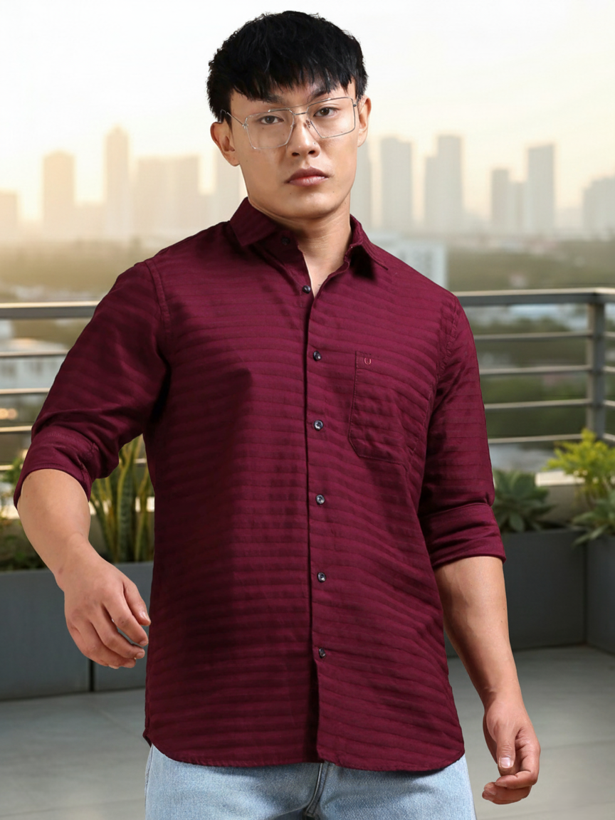 Maroon Luxe Dobby Shirt