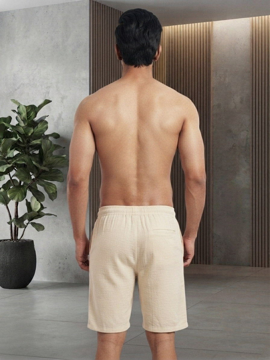 URBARO Men's Solid Beige Co-ord Shorts