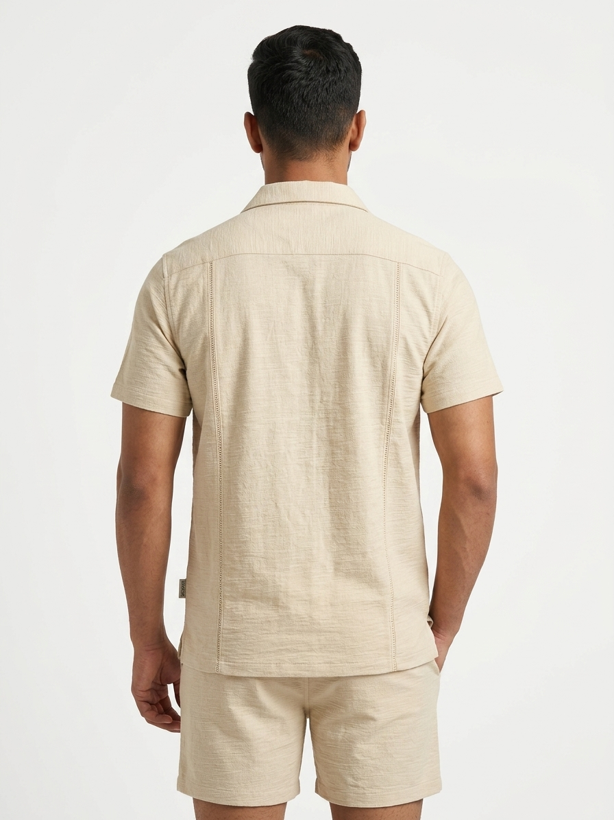 URBARO Men's Solid Beige Co-ord Set