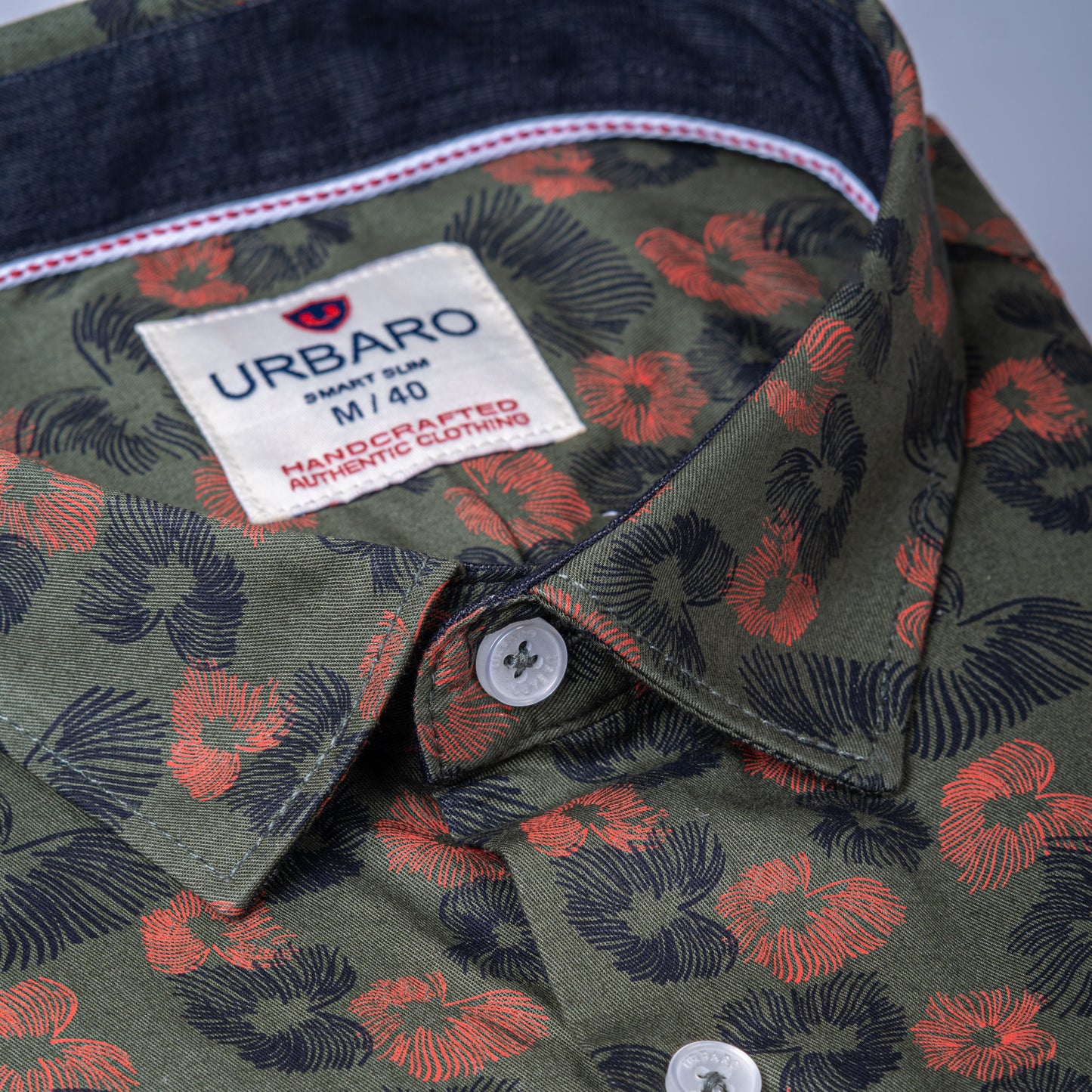 Urbaro Olive Full Sleeve Print Shirt