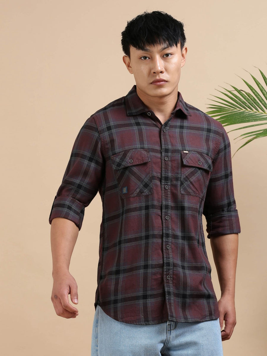 Mocha Grid Check Shirt