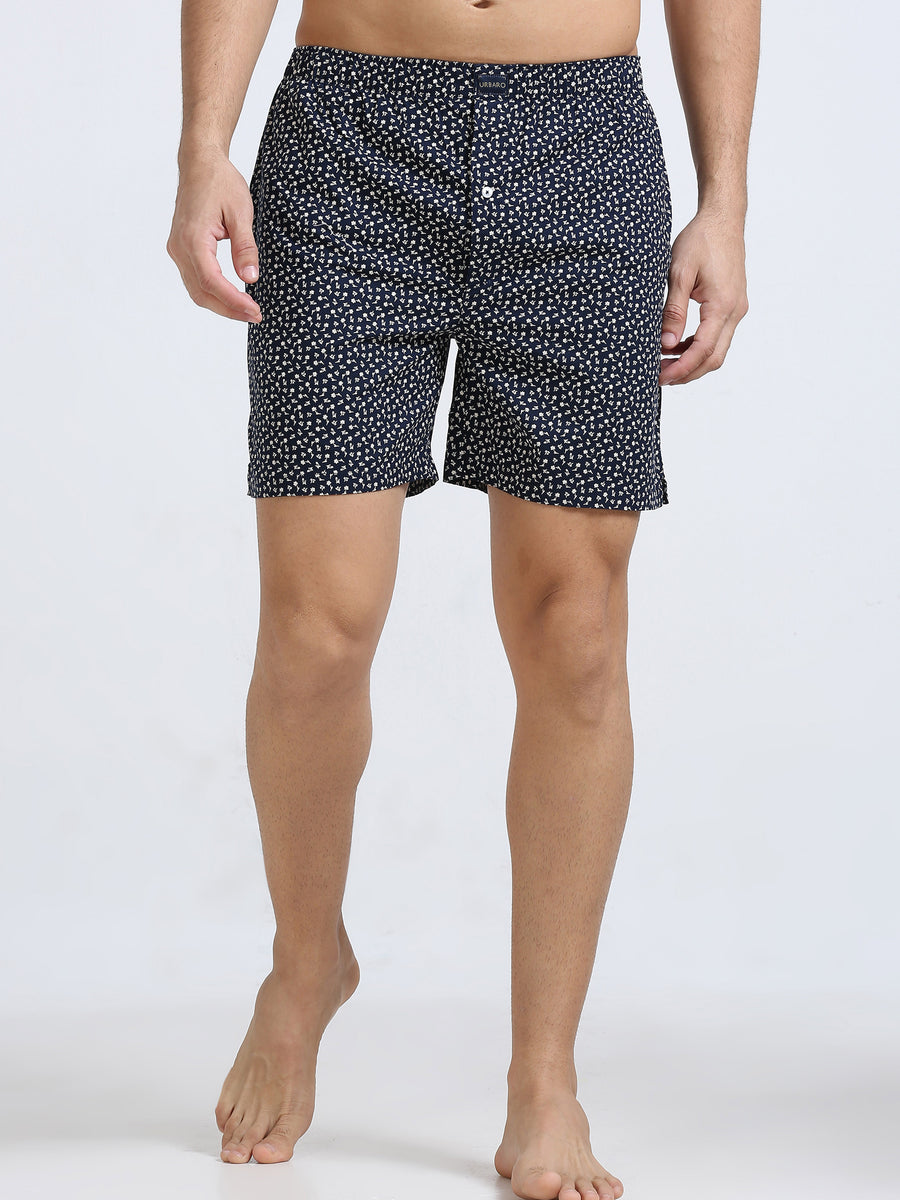 Navy Printed Boxer Shorts