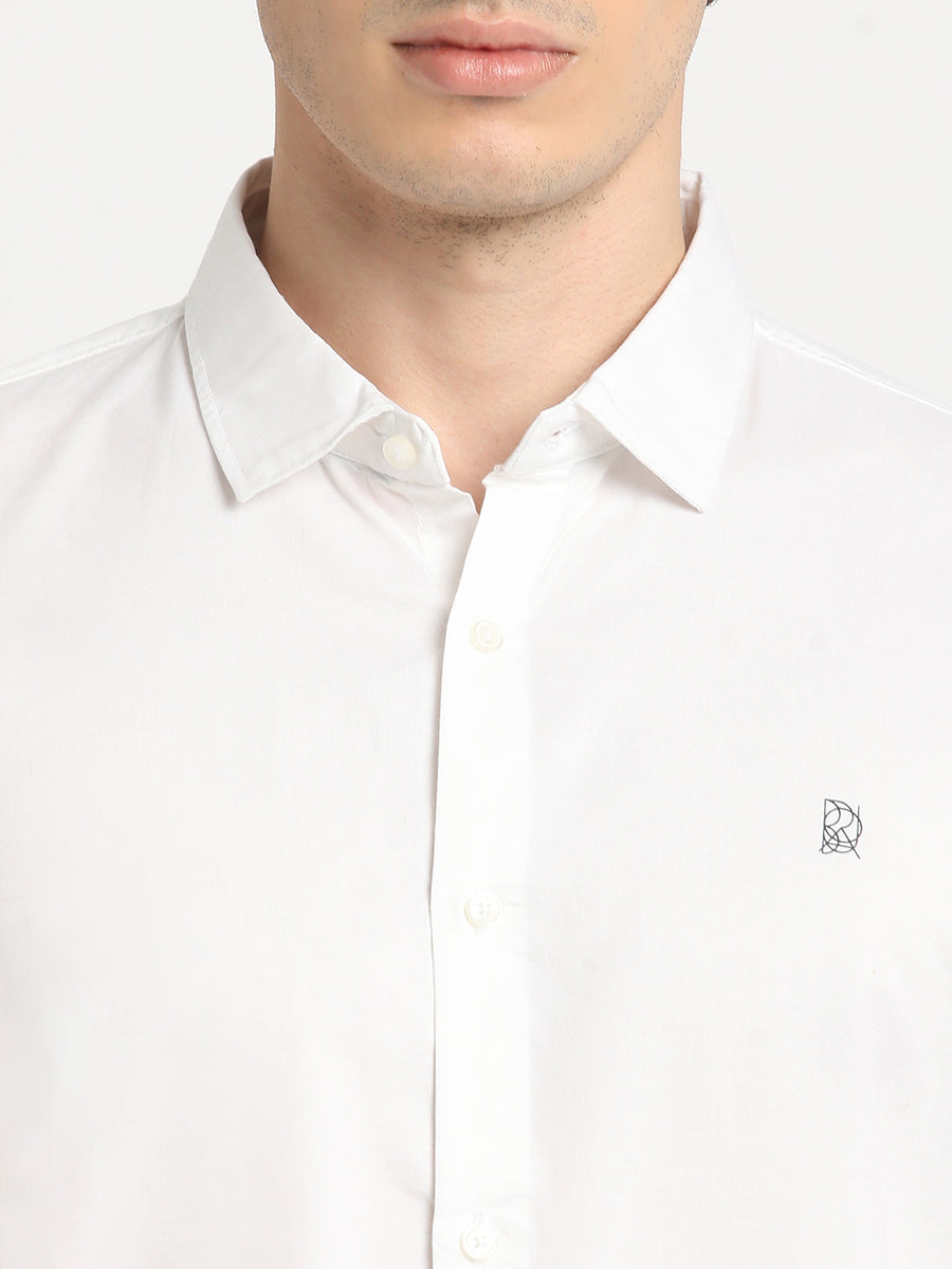 Snowy White Minimalist Plain Shirt