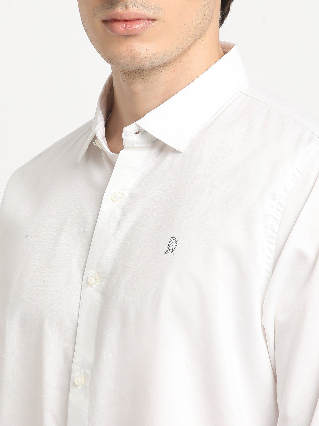 Snowy White Minimalist Plain Shirt