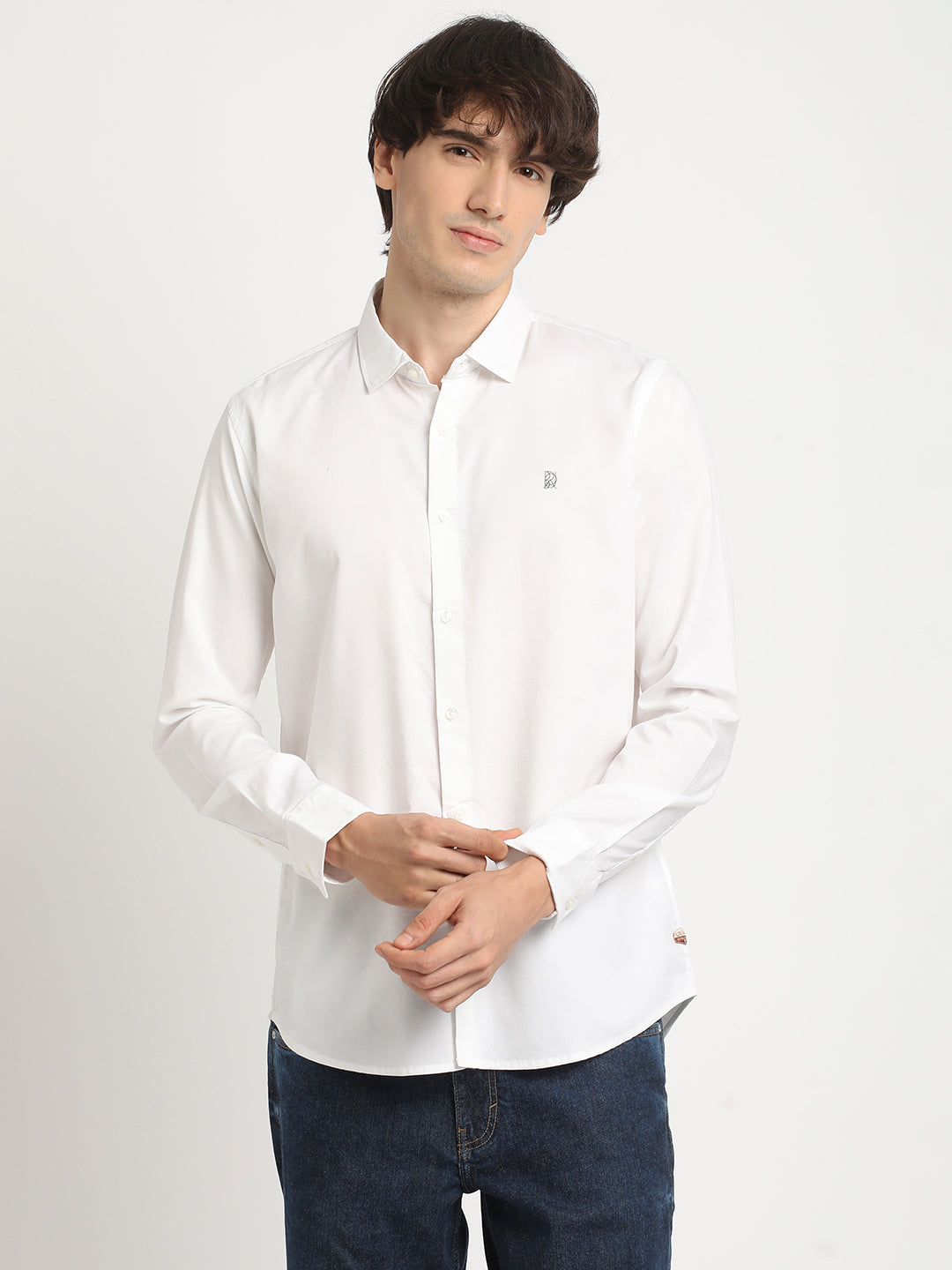 Snowy White Minimalist Plain Shirt