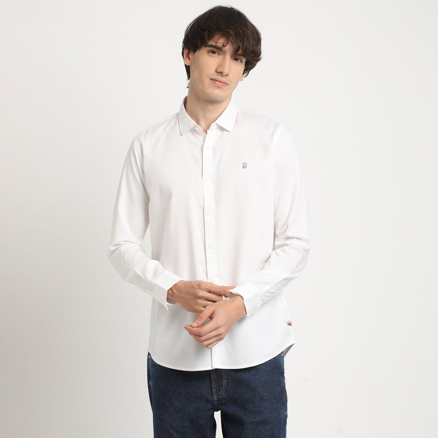 Snowy White Minimalist Plain Shirt