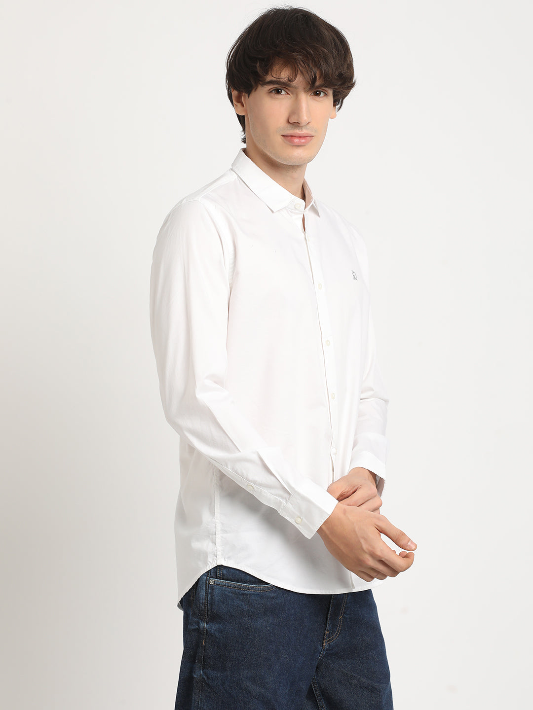 Snowy White Minimalist Plain Shirt