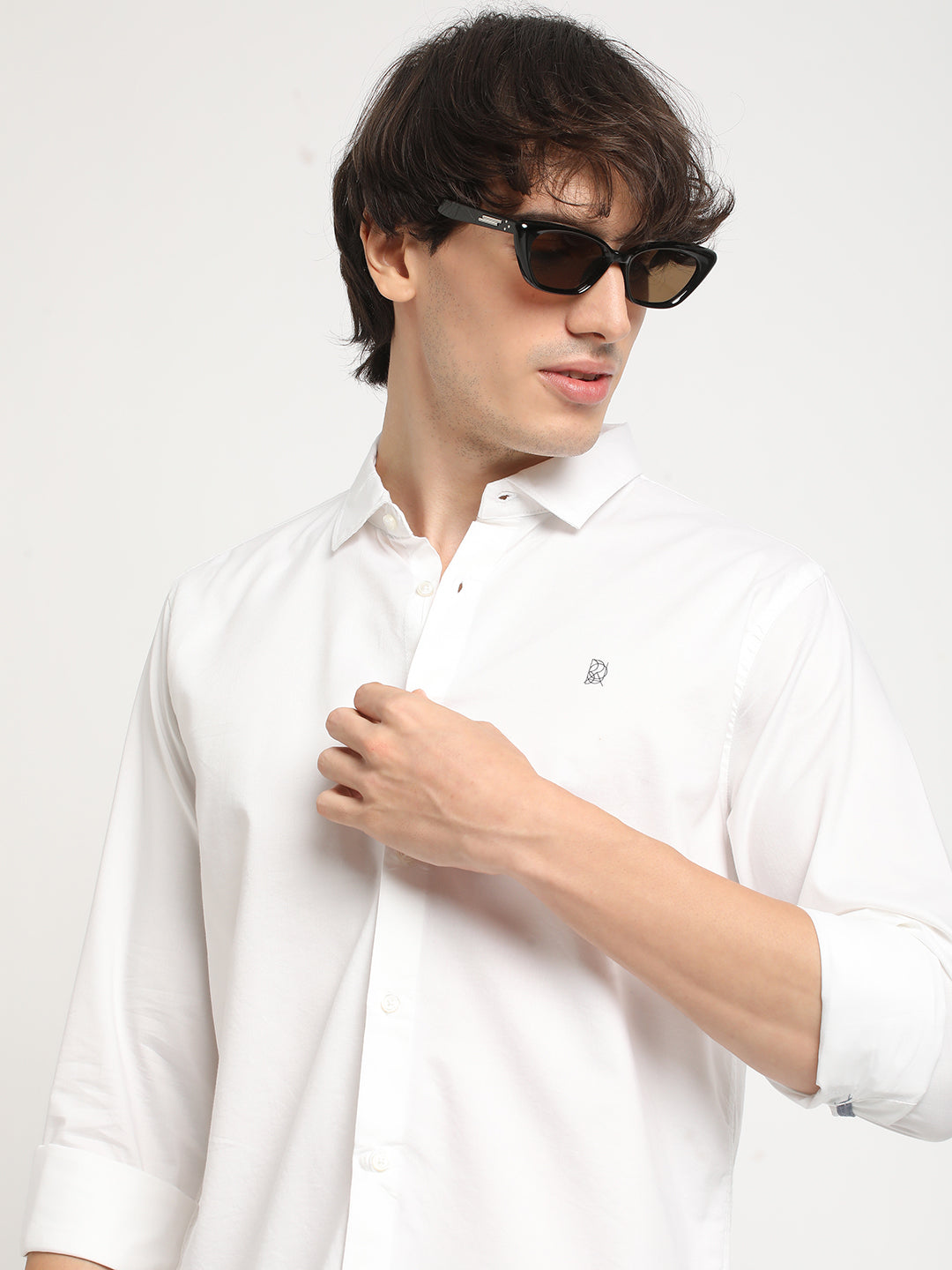 Snowy White Minimalist Plain Shirt