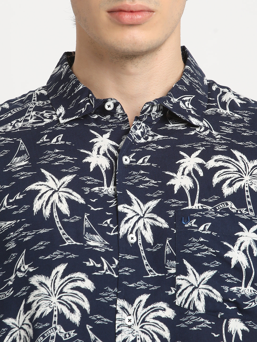 Navy Tropic Daze Sunset Shirt