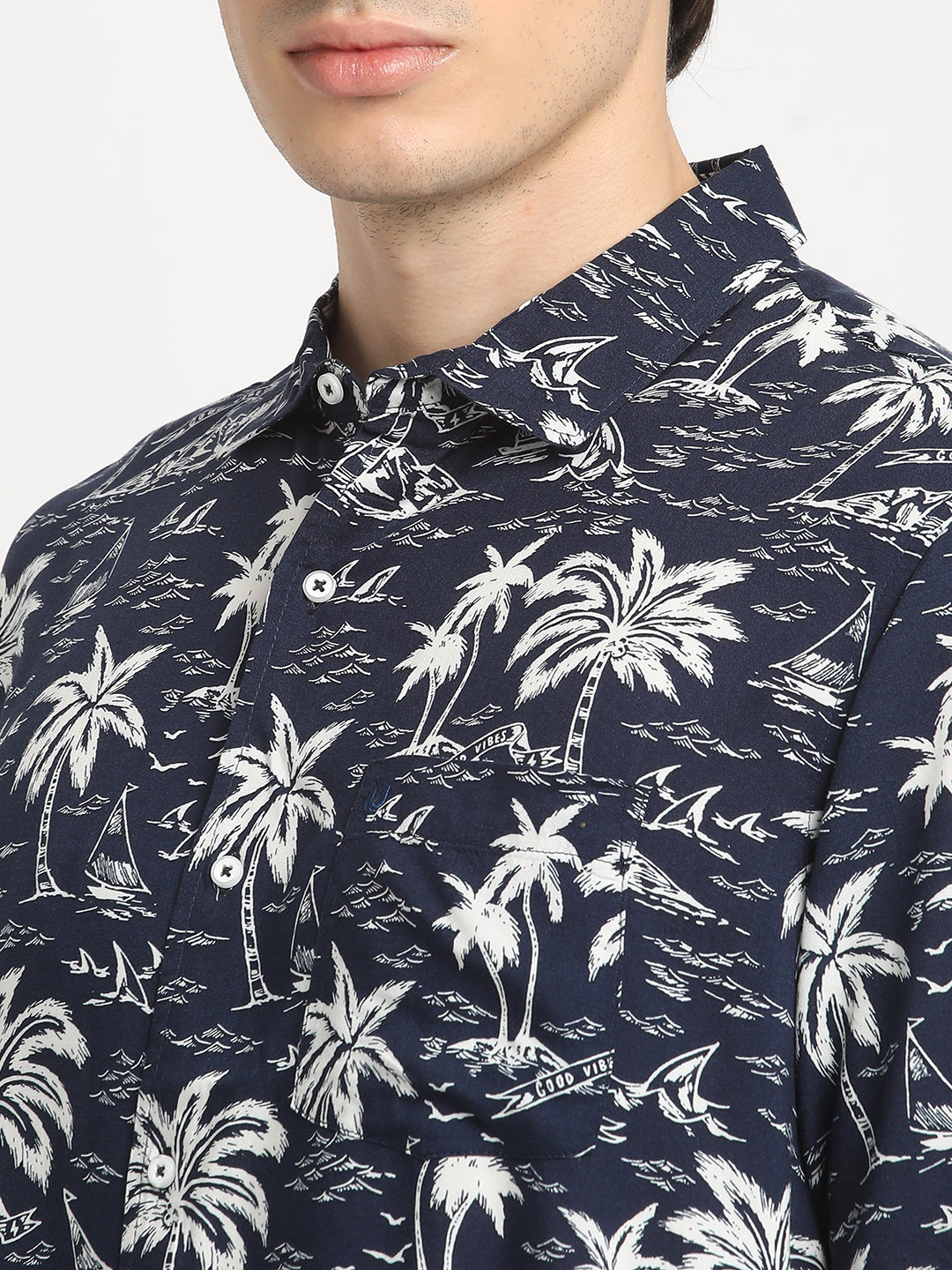 Navy Tropic Daze Sunset Shirt