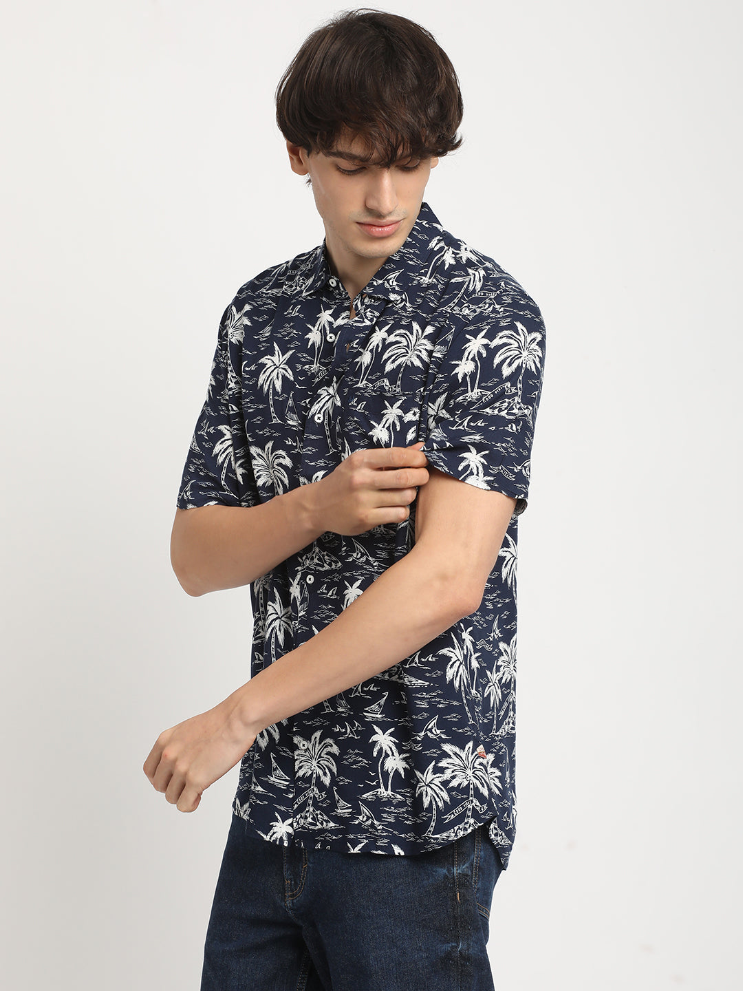 Navy Tropic Daze Sunset Shirt