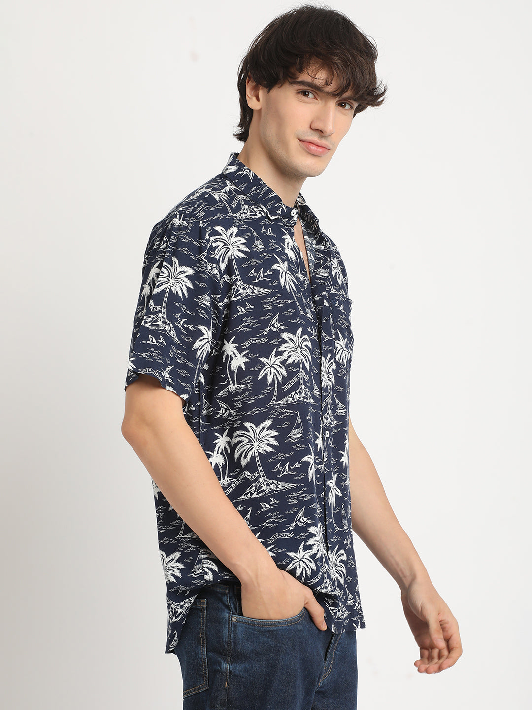 Navy Tropic Daze Sunset Shirt