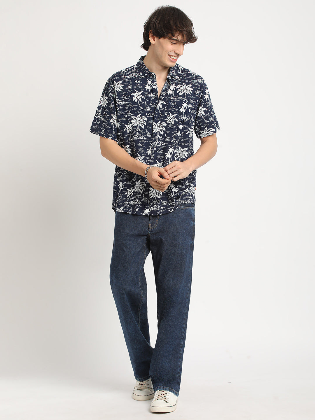 Navy Tropic Daze Sunset Shirt