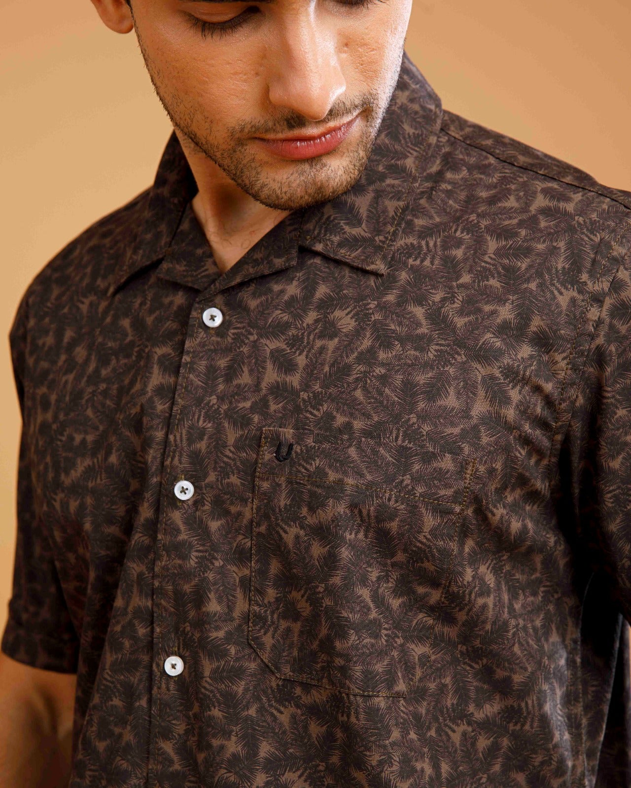 Tropical Olive Short Sleeve Print Shirt