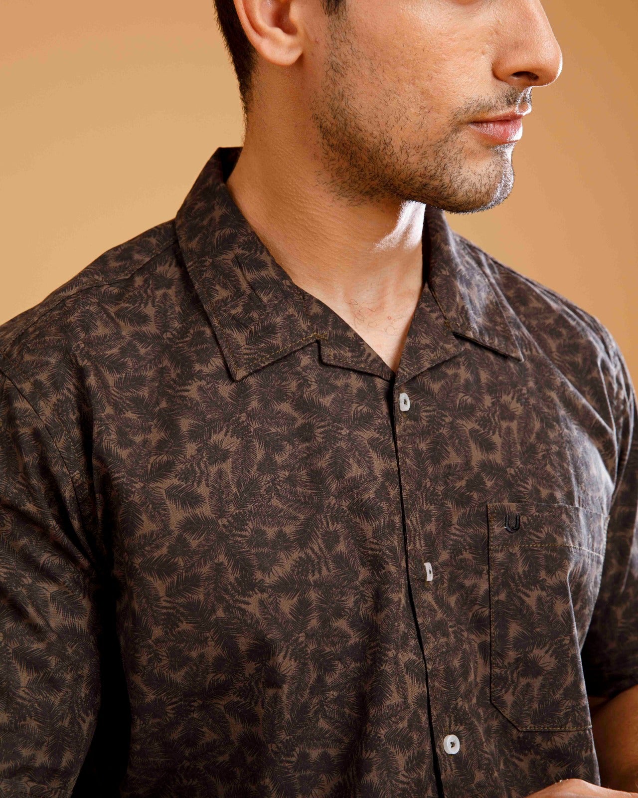 Tropical Olive Short Sleeve Print Shirt