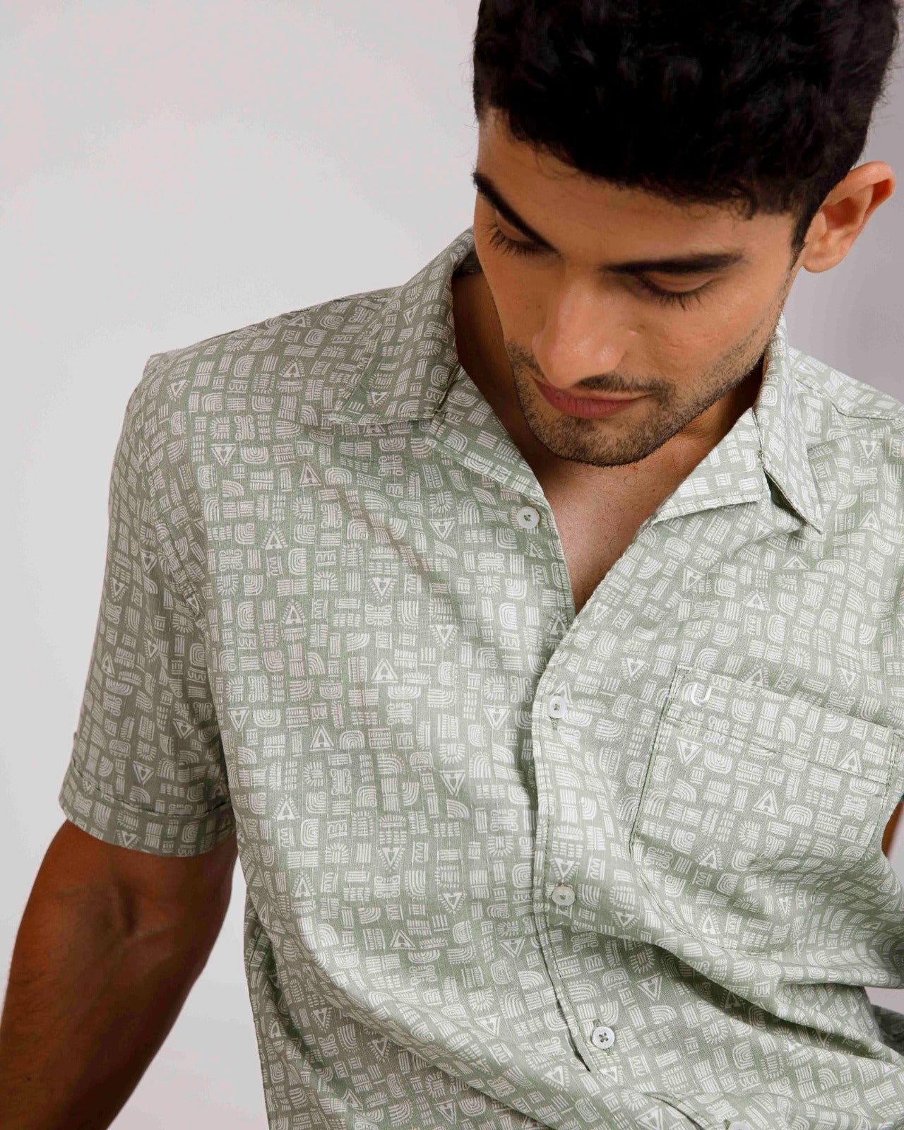 Tropical Green Short Sleeve Print Shirt